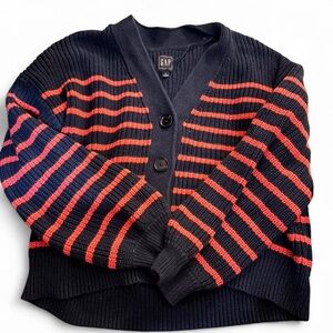 GAP Cardigan with Black and Red Stripes